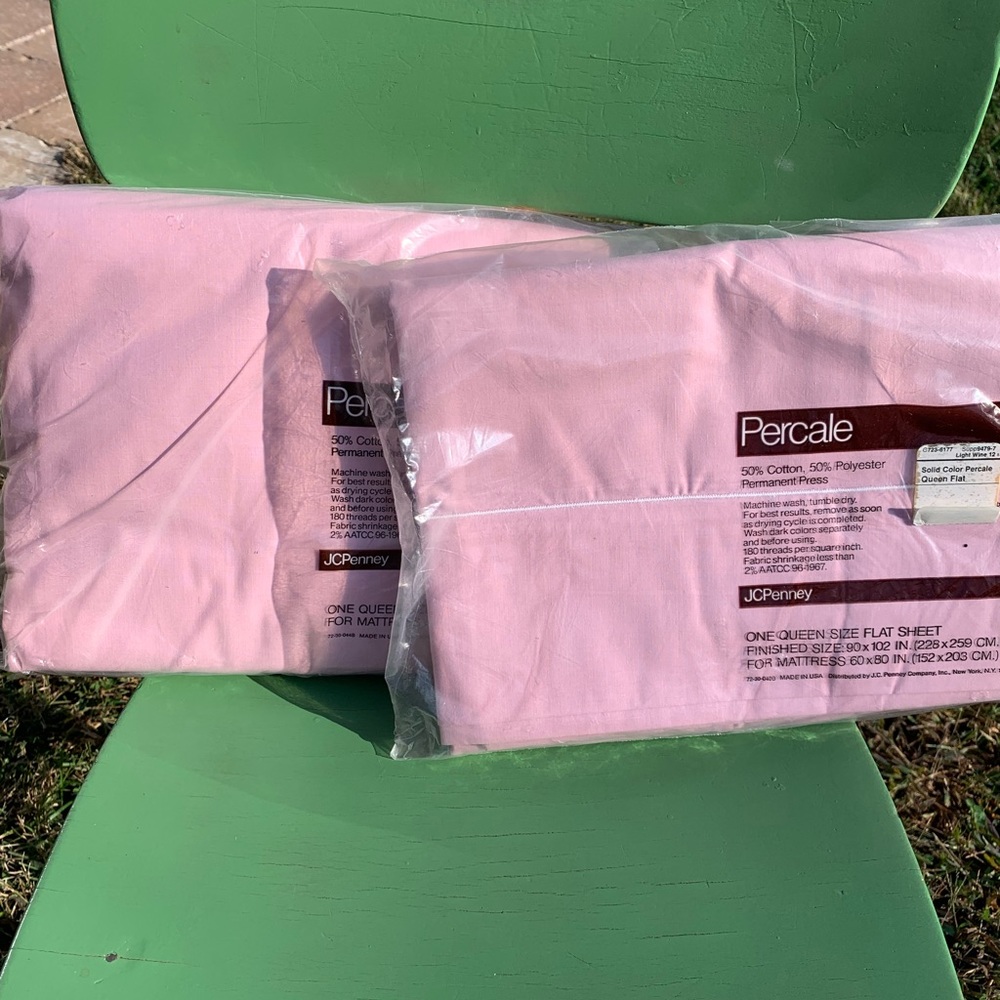 Vintage 90’s dusty rose queen sheet set - Percale flat and fitted sheet